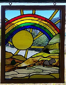 rainbow over Salmon Creek Wetlands Stained Glass