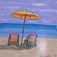 Beach Umbrella with Chairs